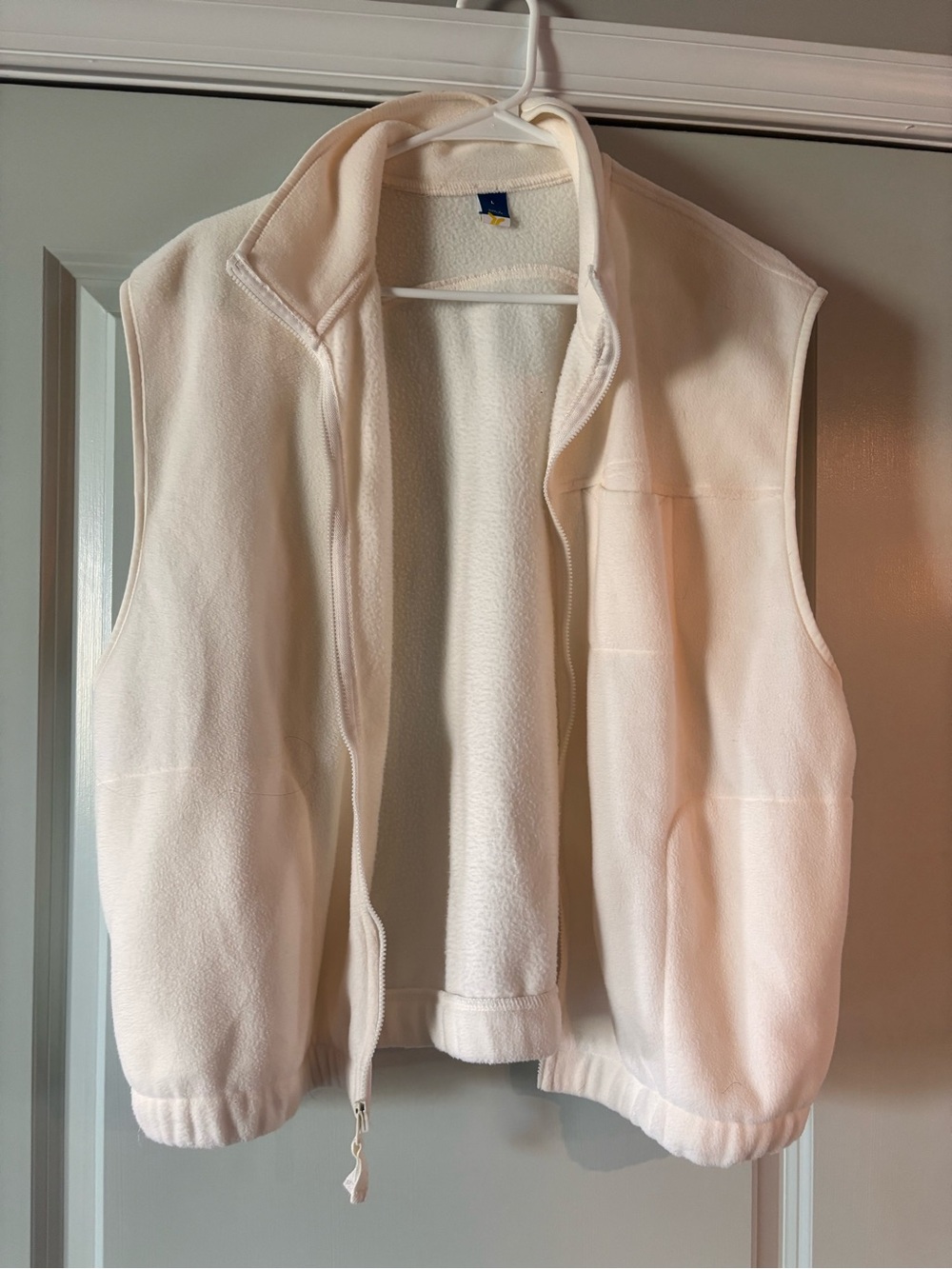 Cream Fleece Zip Front Vest